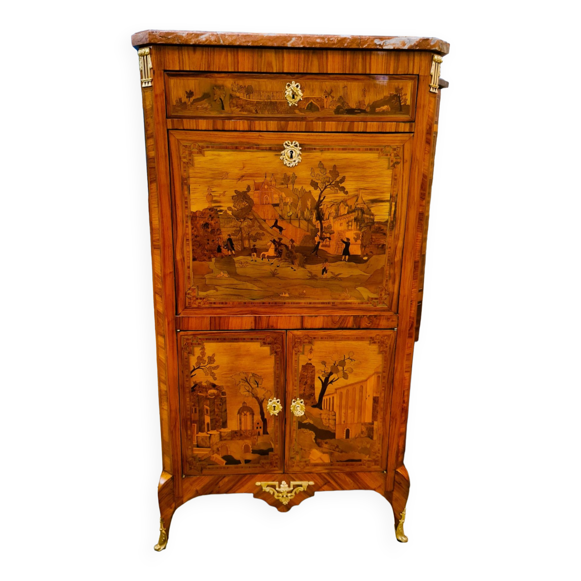 Secretary with flap stamped Lemasle ep Louis XVI