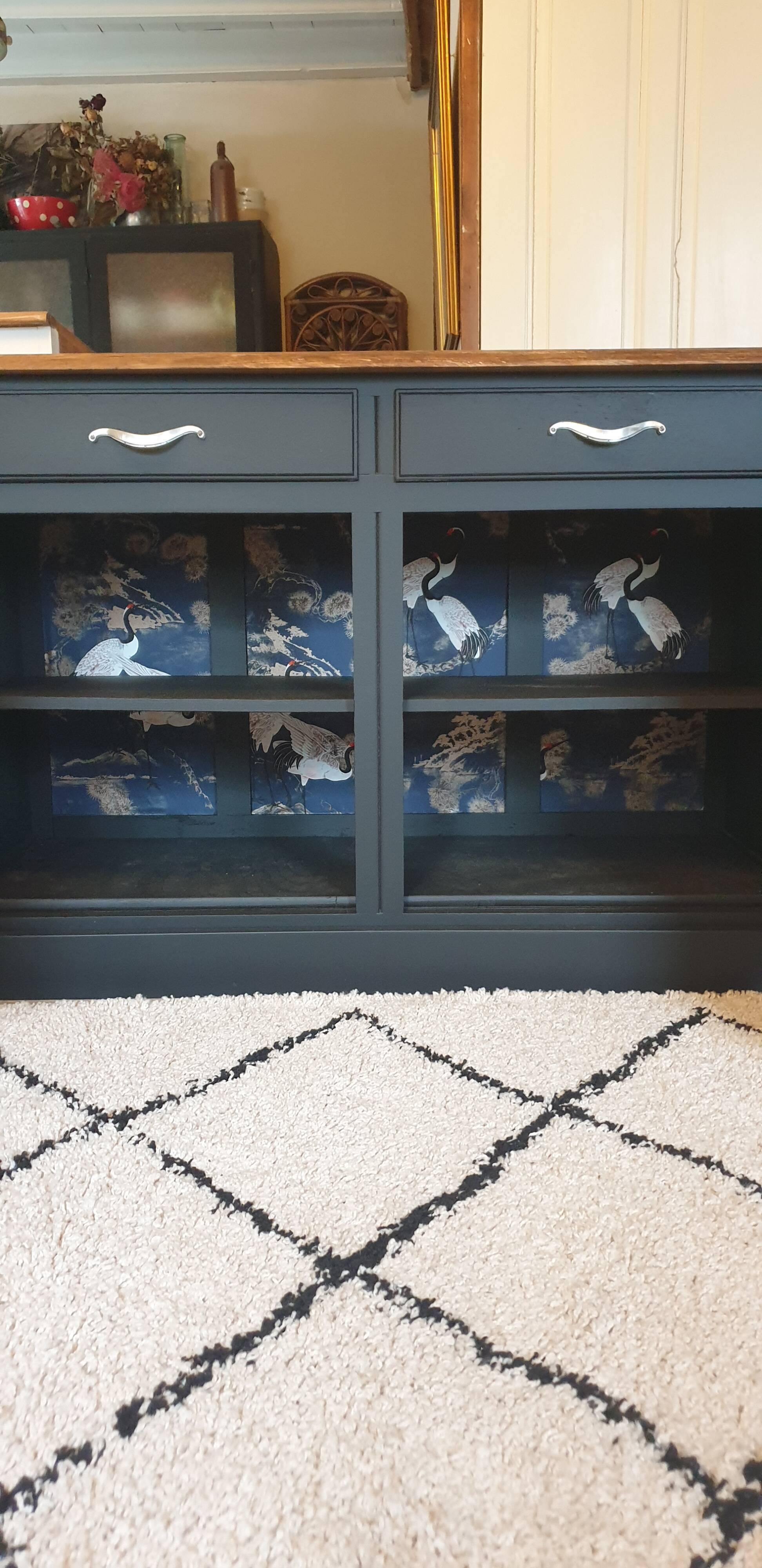 Buffet noir en bois massif