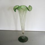 Ancien Vase Arum en Verre de Murano Vert