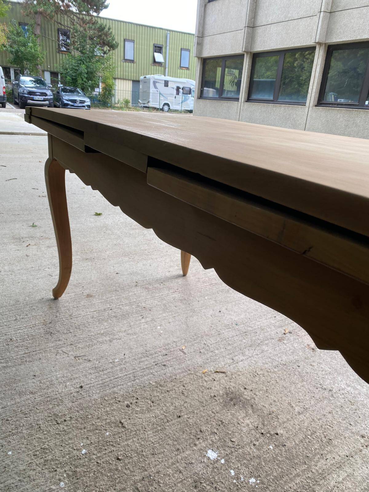 Louis XV extendable dining table from the 18th century, renovated in solid oak, 315cm