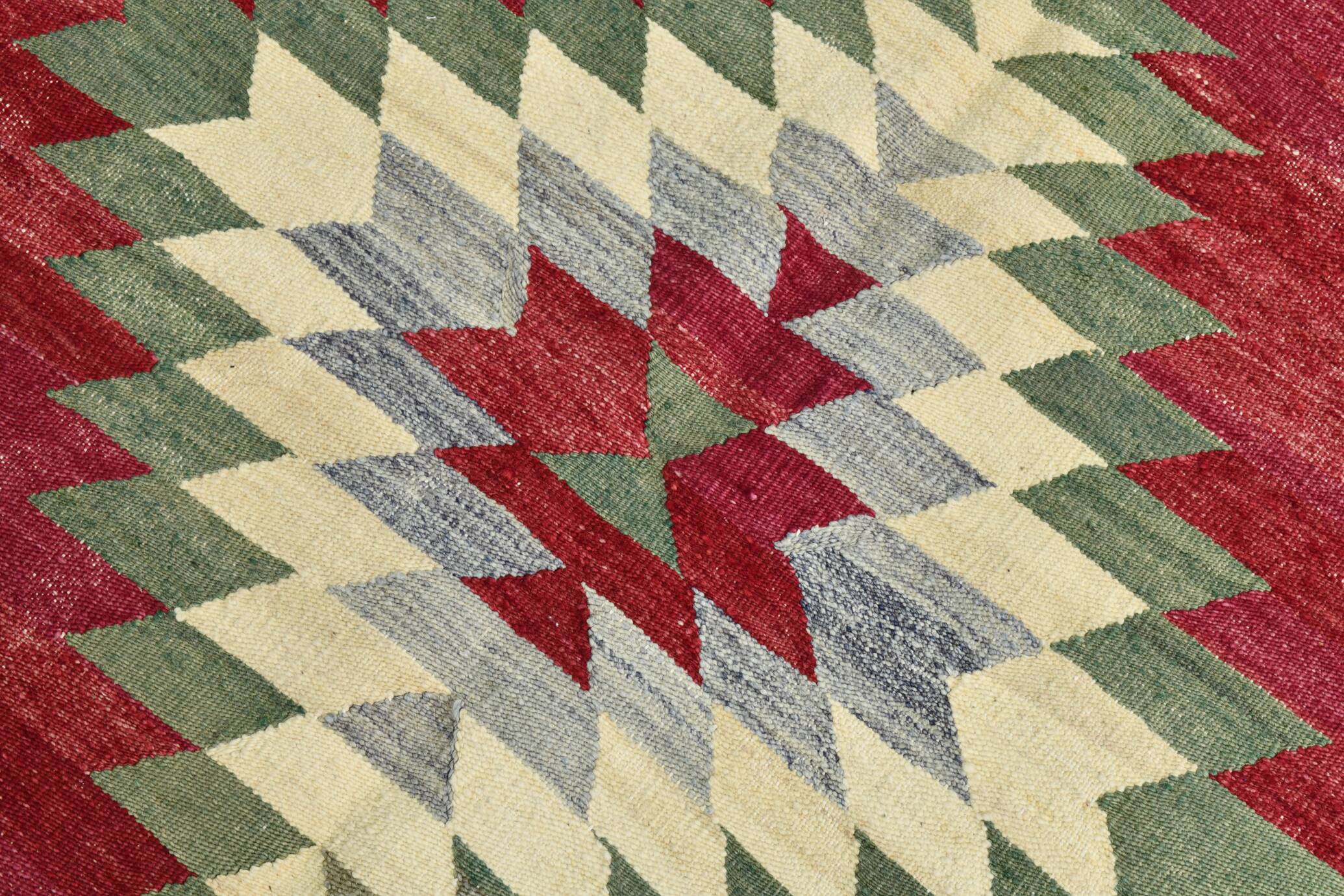 Wine Red & Green Turkish Kilim Rug, 156x224Cm