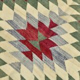 Wine Red & Green Turkish Kilim Rug, 156x224Cm