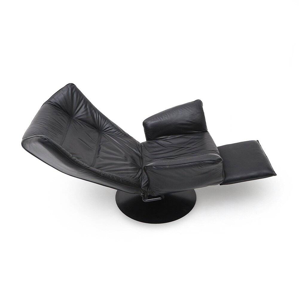 Set of black leather reclining chairs, 1970s.