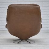 1970s, Scandinavian swivel chair, original condition, brown furniture leather.