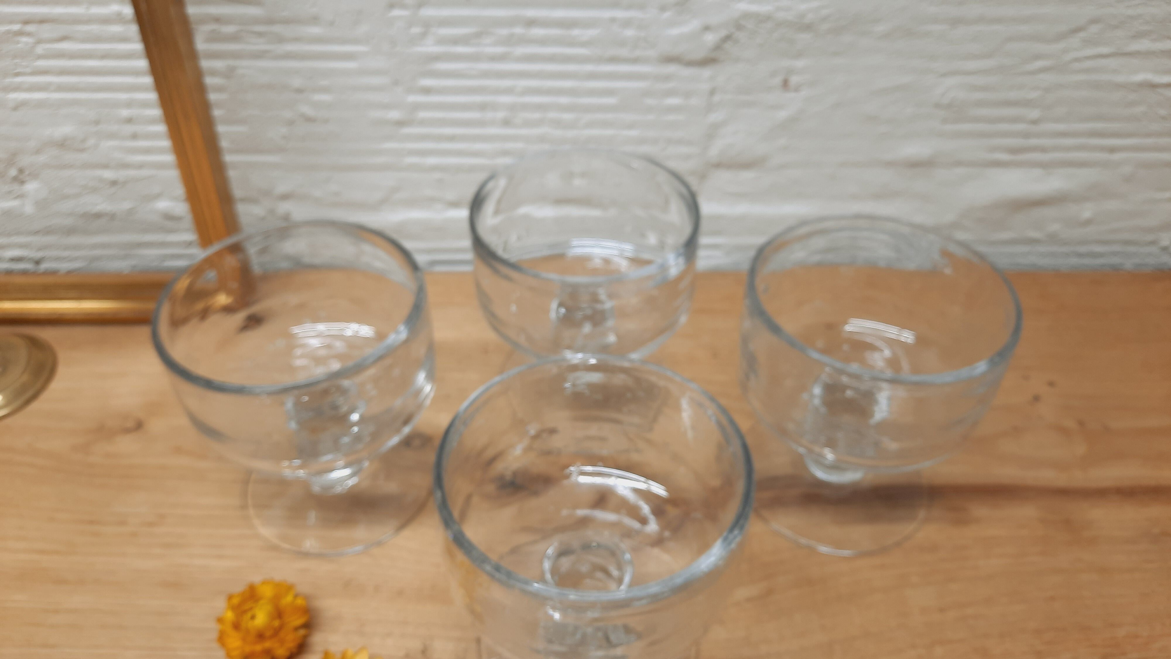 Set 4 coupes  verre bullé