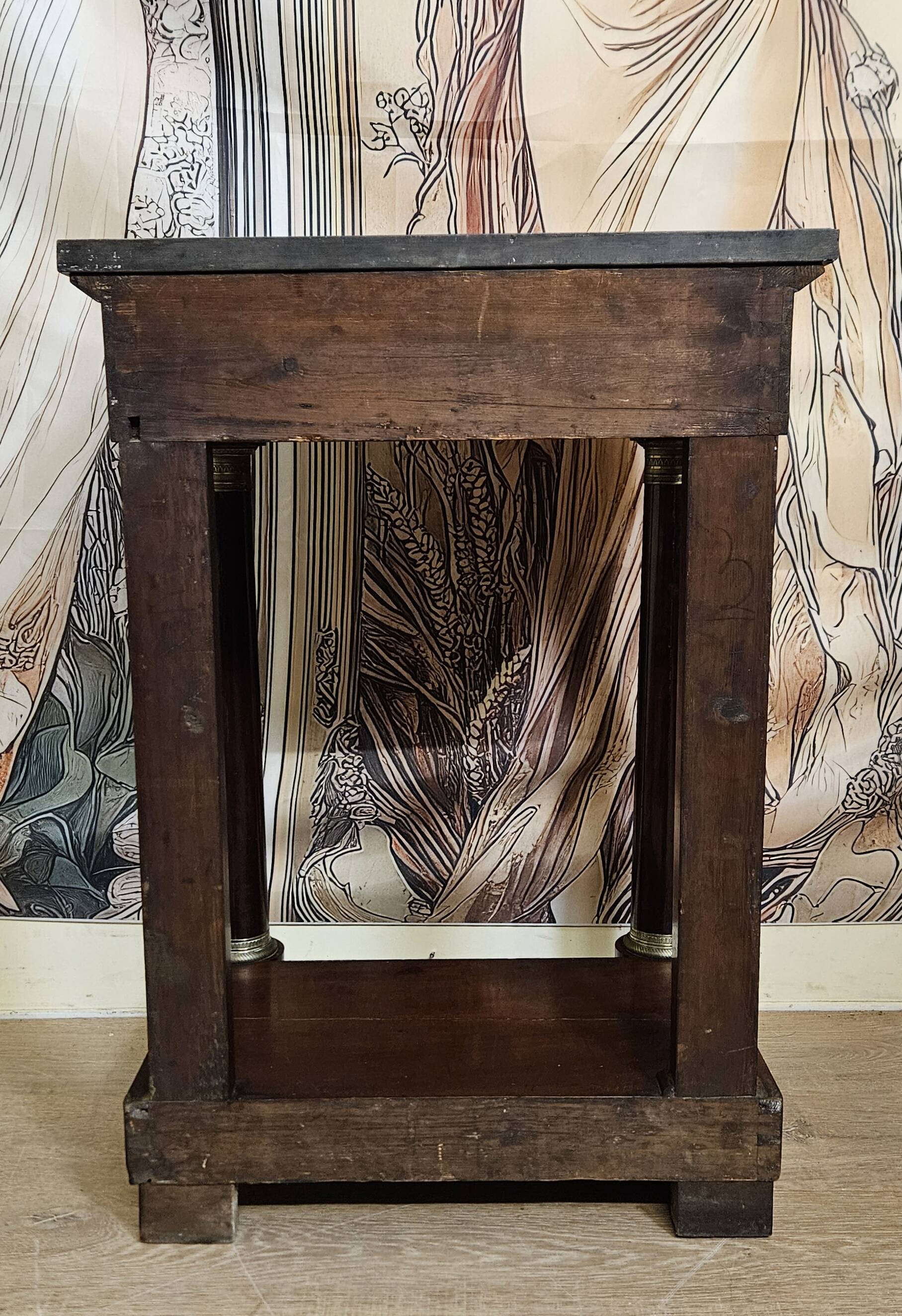 Console / Side table in mahogany and marble – Empire period, 19th century