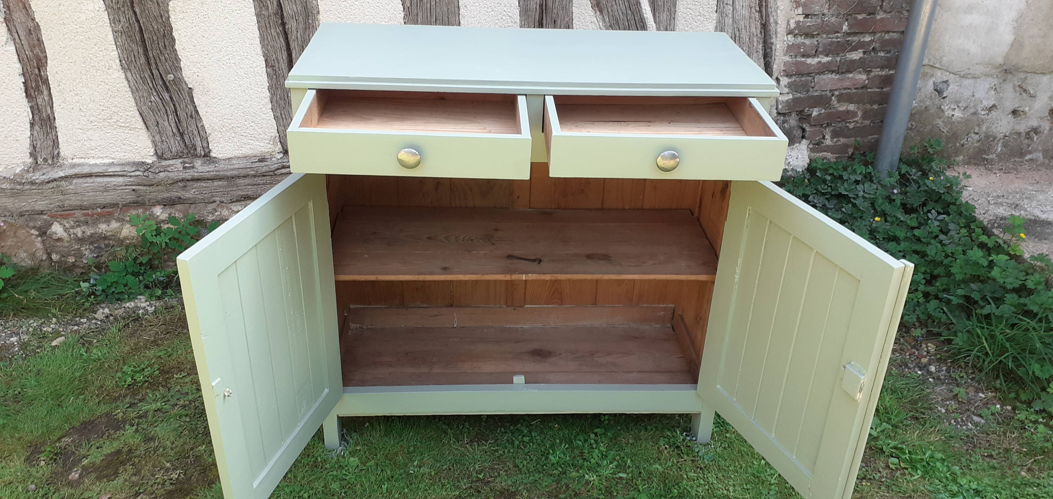 Parisian sideboard 2 doors 2 drawers Luxembourg green