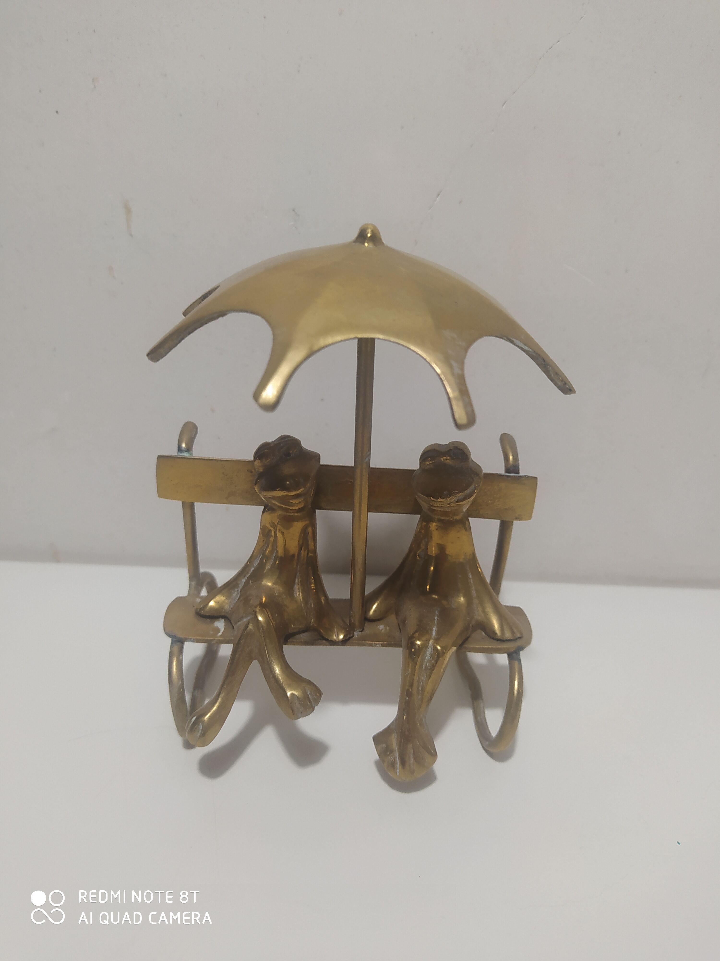 Figurine couple de grenouille en laiton