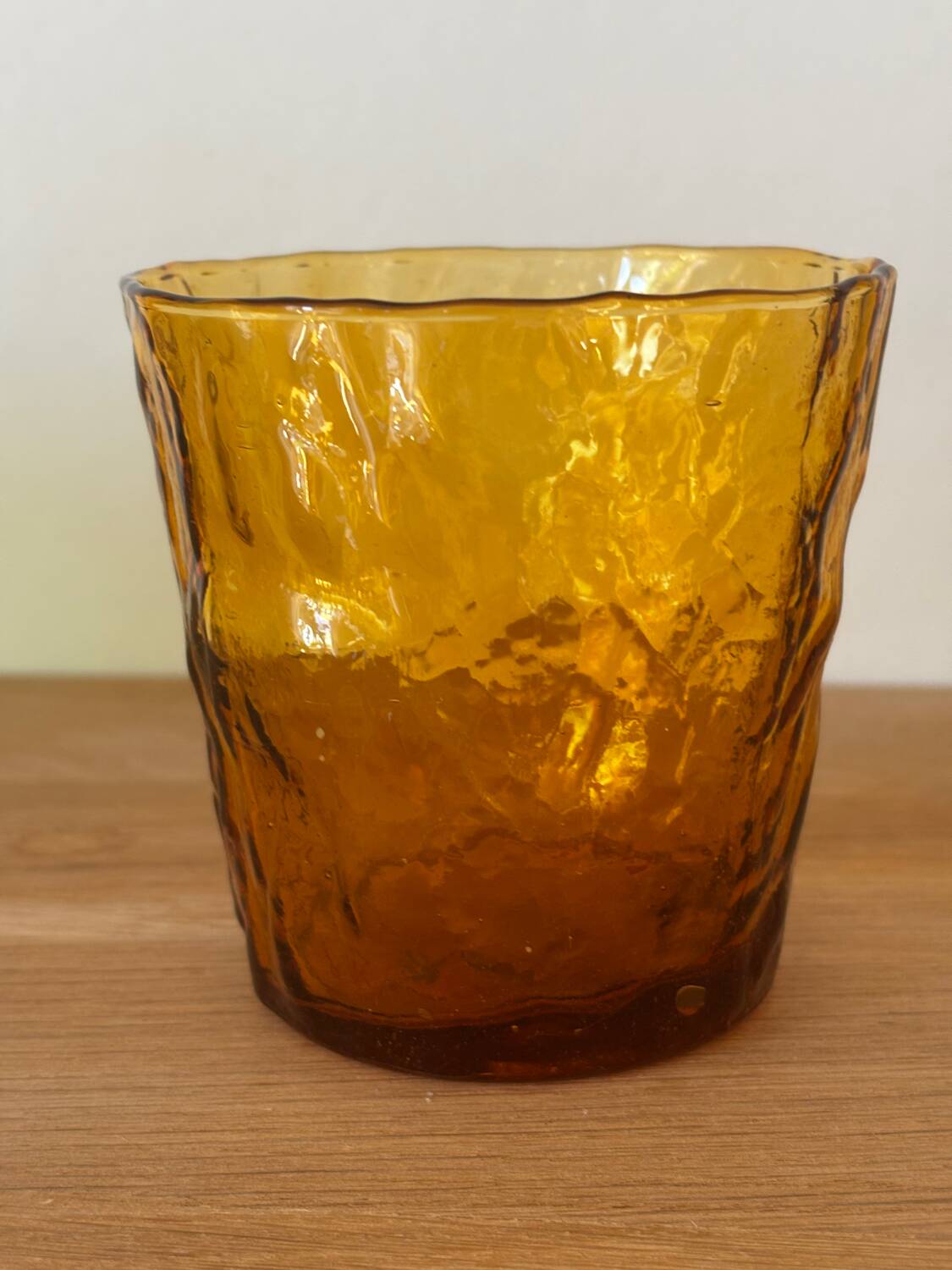 Vintage set of 6 Italian-made glasses, green and amber textured effect