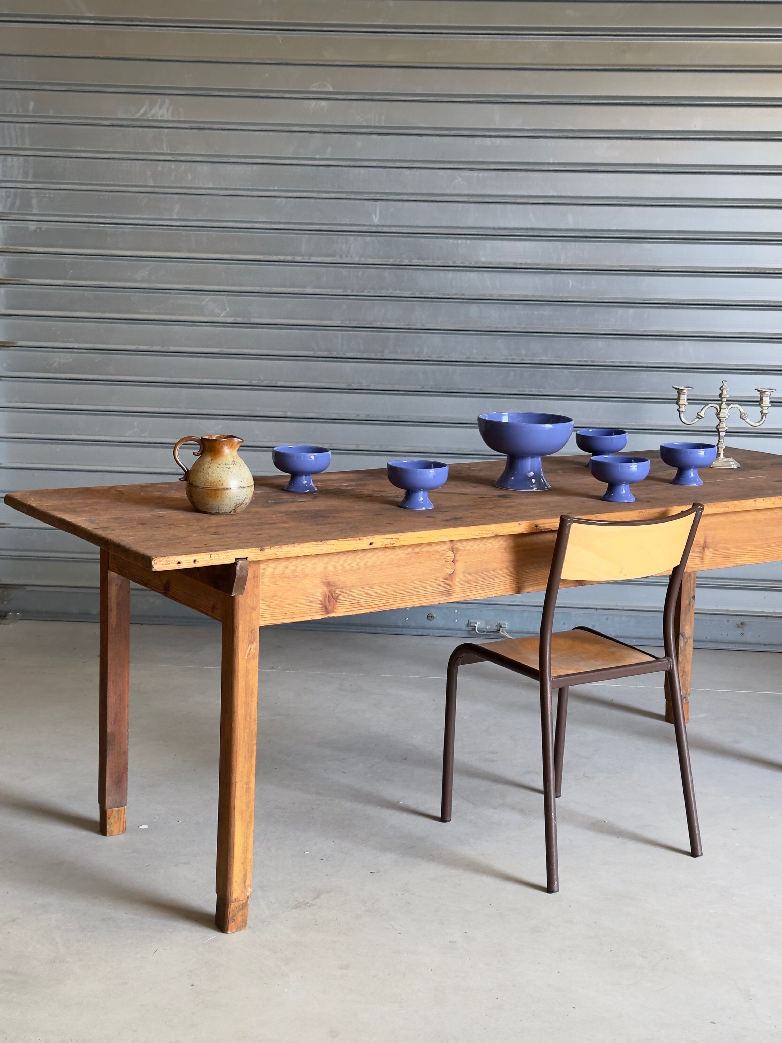 Old wooden table, farmhouse style, dining table.