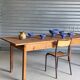 Old wooden table, farmhouse style, dining table.