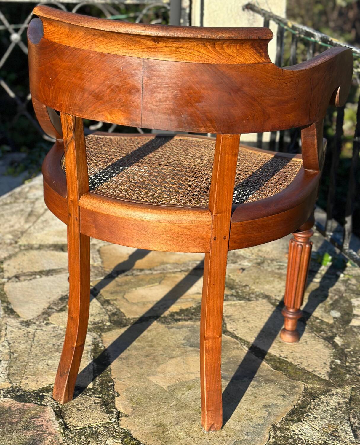 Elegant solid walnut office chair circa 1900.