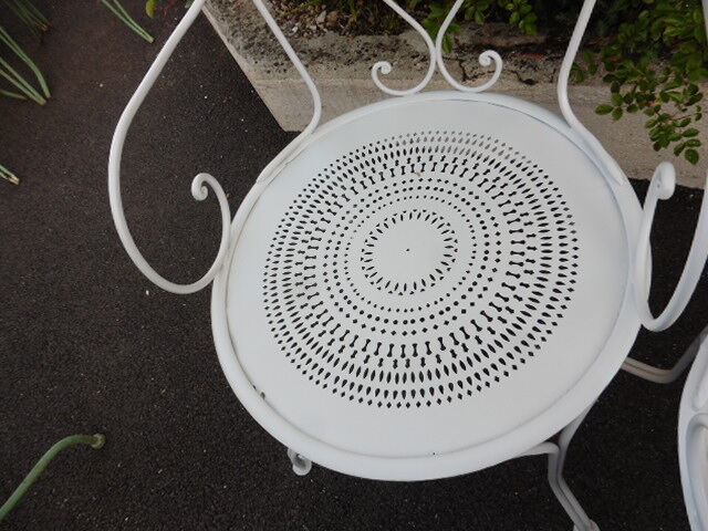 Lot of 4 restored old wrought iron armchairs