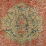 6x9 Soft Beige & Red Geometric Vintage Rug, 181x260 Cm