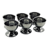 Six stainless steel egg cups