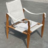 Fauteuil safari vintage 1960 Danemark avec toile design minimaliste