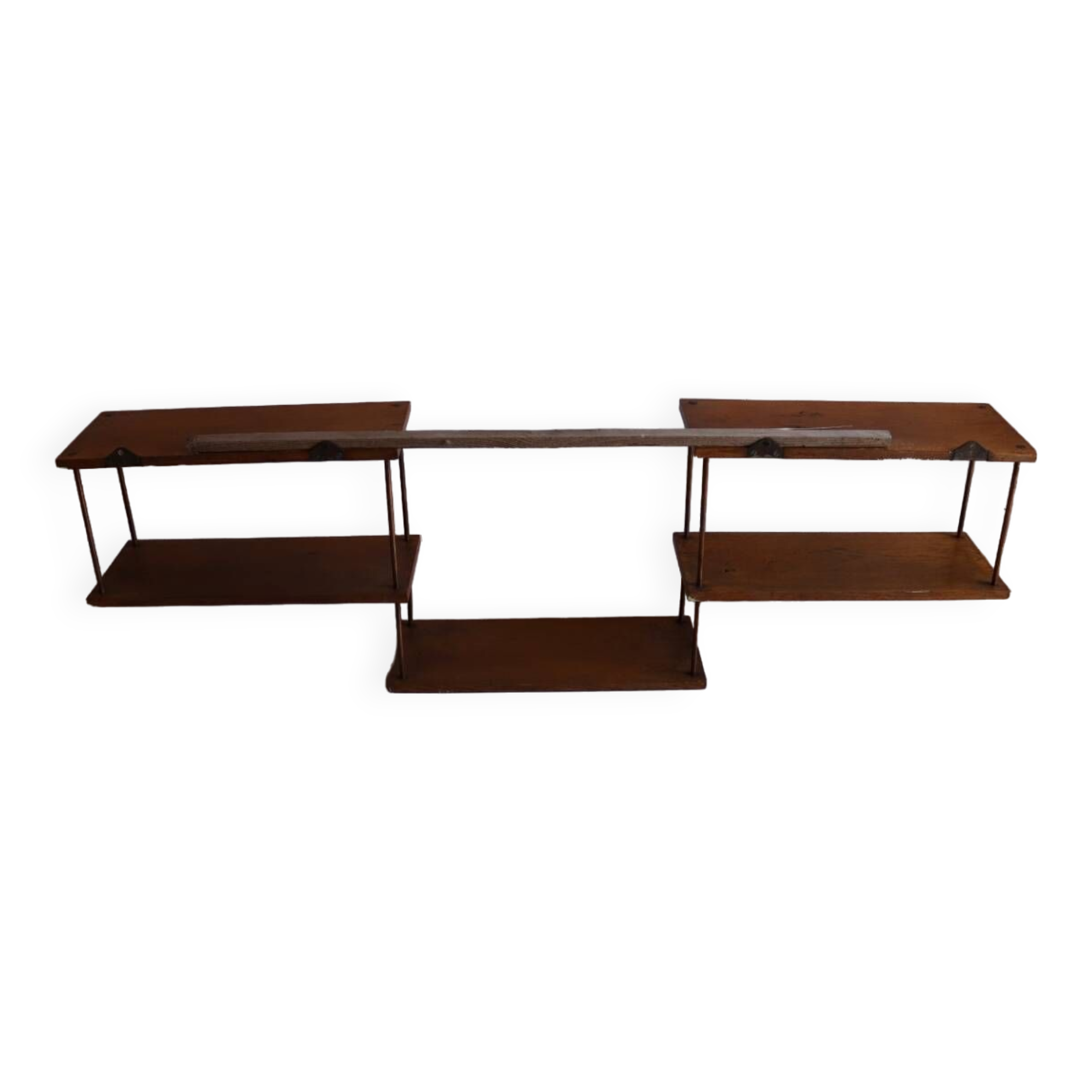 Wall shelf in oak and copper from the 50s