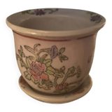 Mini porcelain cache-pot in Chinese style with its saucer.