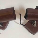 Pair of 70s dark brown adjustable wall lights