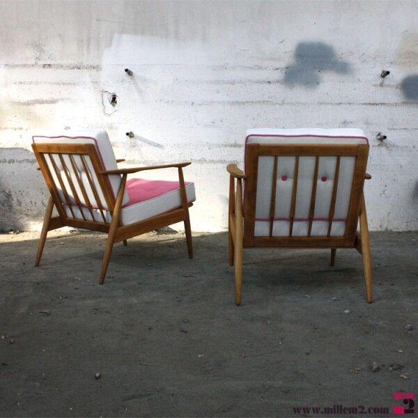 Fauteuil scandinave vintage rose