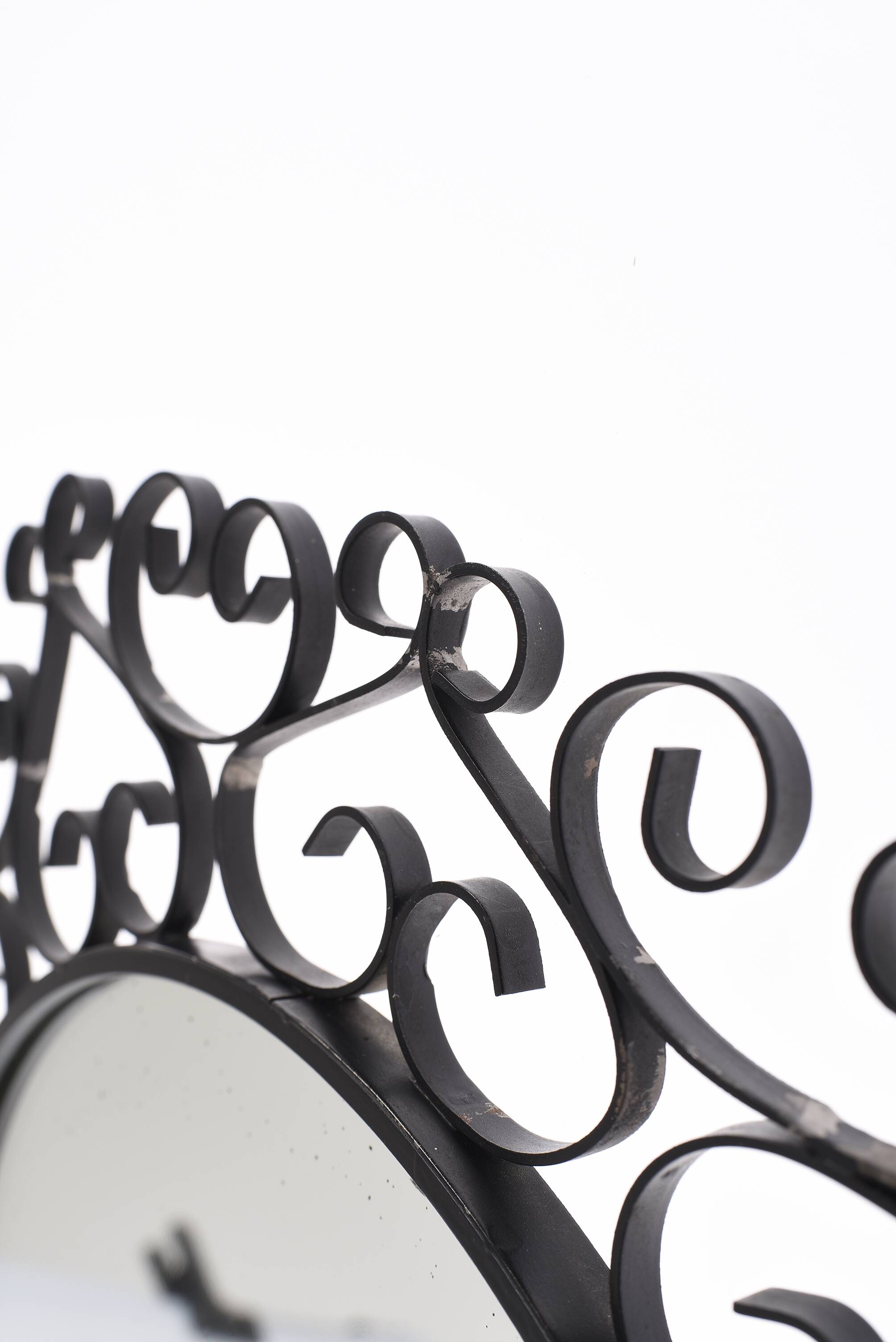 Chaty vallauris black mirror, wrought iron, 1950s