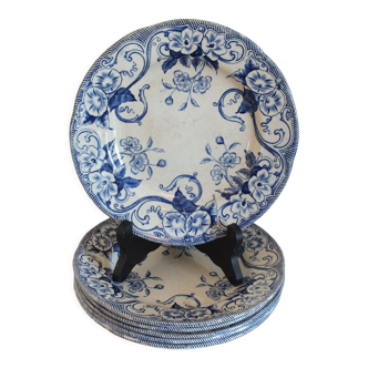 6 Creil and Montereau dessert plates Flora service