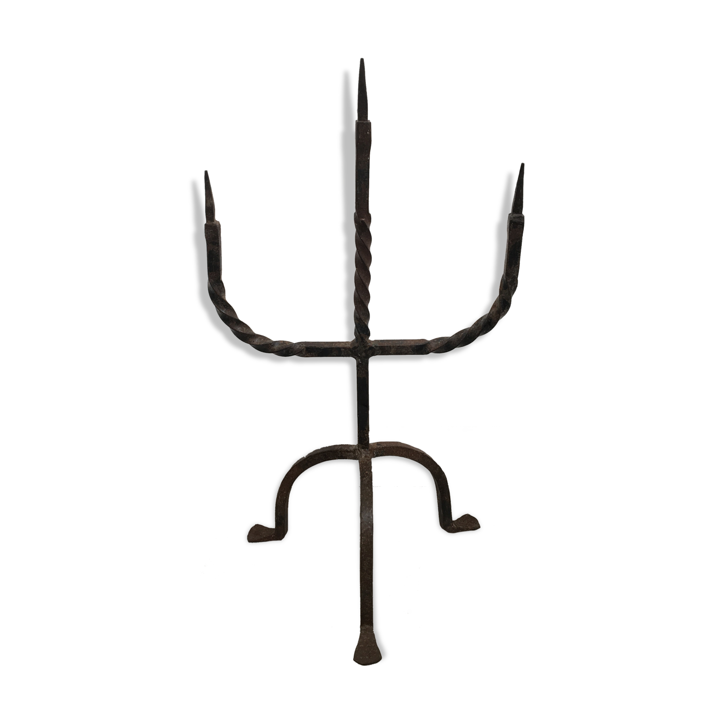 Tripod chandelier brutalist style wrought iron