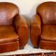 Pair of leather club chairs