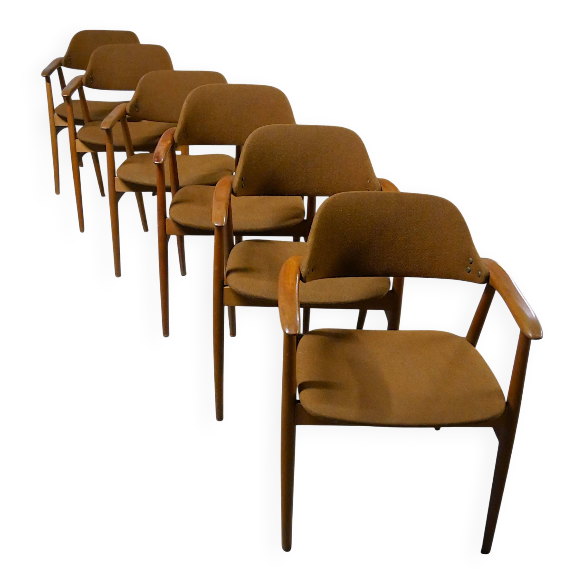 Série de 6 fauteuils danois en teck - Vintage 1960
