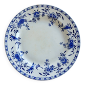 Grand plat rond ancien porcelaine de Dresde bleu blanc