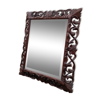 Old Henry II oak bevelled mirror 93x115cm