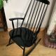 Vintage Scandinavian rocking chair in blackened wood from the 1970s
