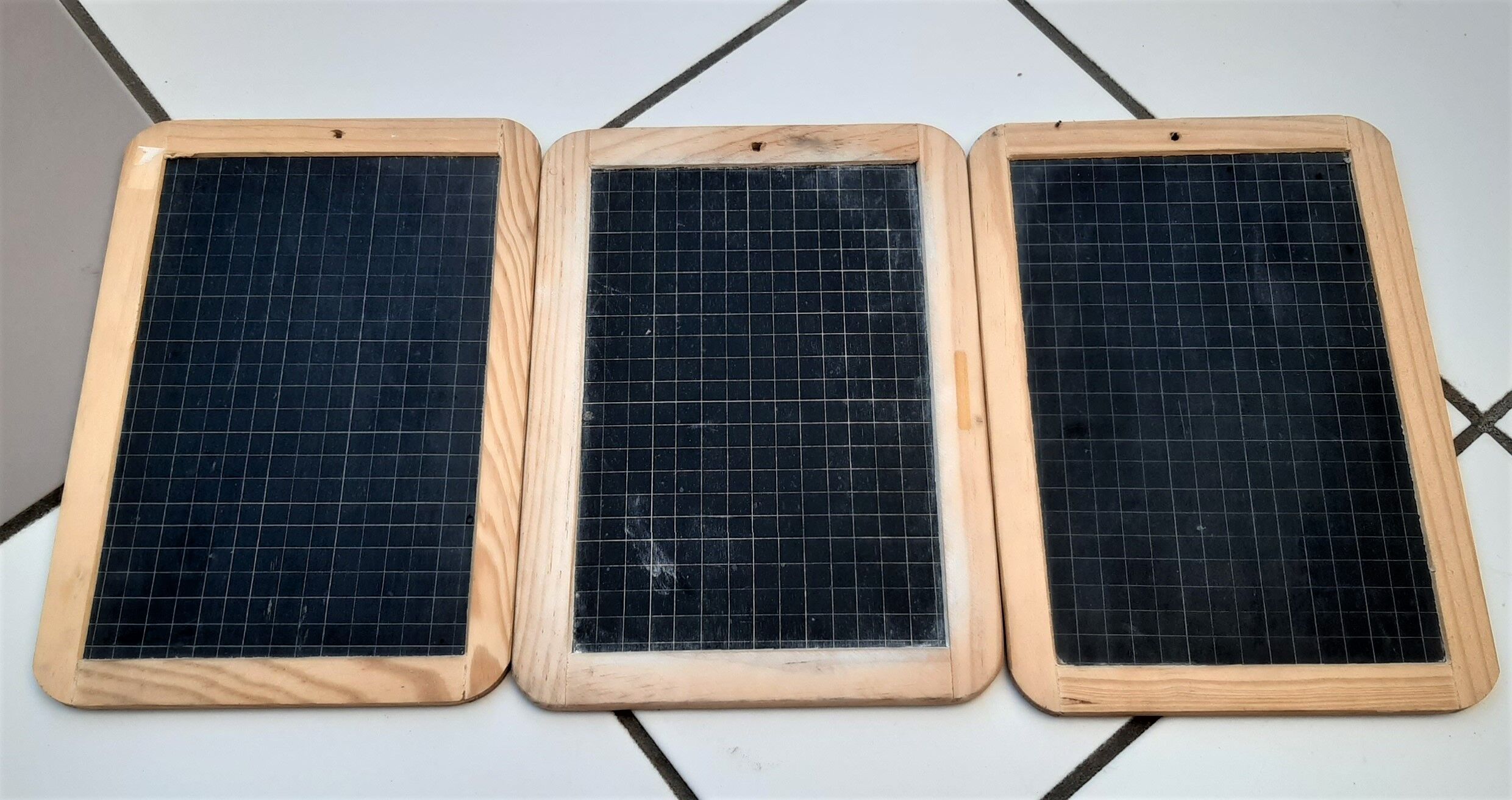 Set of 3 old school slates