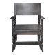 Vintage brown solid wood rocking chair, 1950s, flat backrest and turned legs.