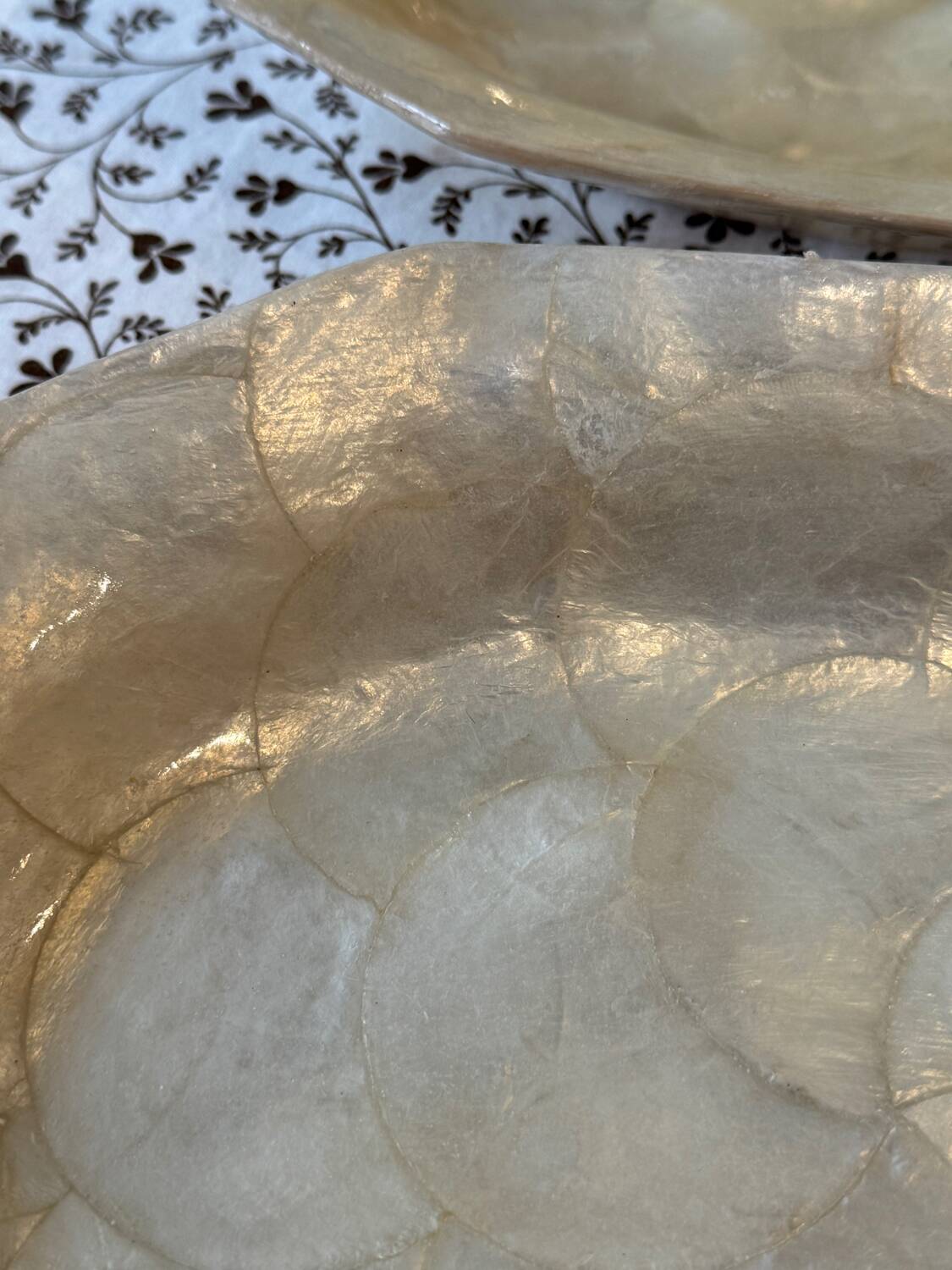 Set of two vintage mother-of-pearl dishes