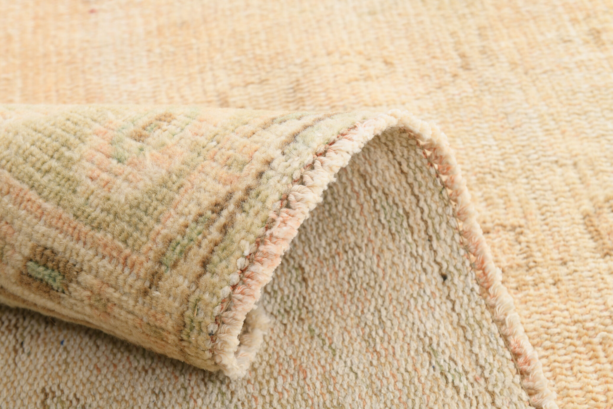 6x8 Handmade Beige Tones Wool Vintage Rug 260x194Cm