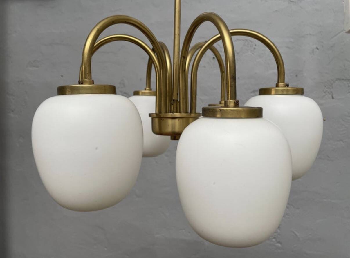 Danish Modernist 6 Arm Chandelier by LYFA