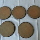 Set of 5 dessert plates in vintage gray blue enamelled stoneware