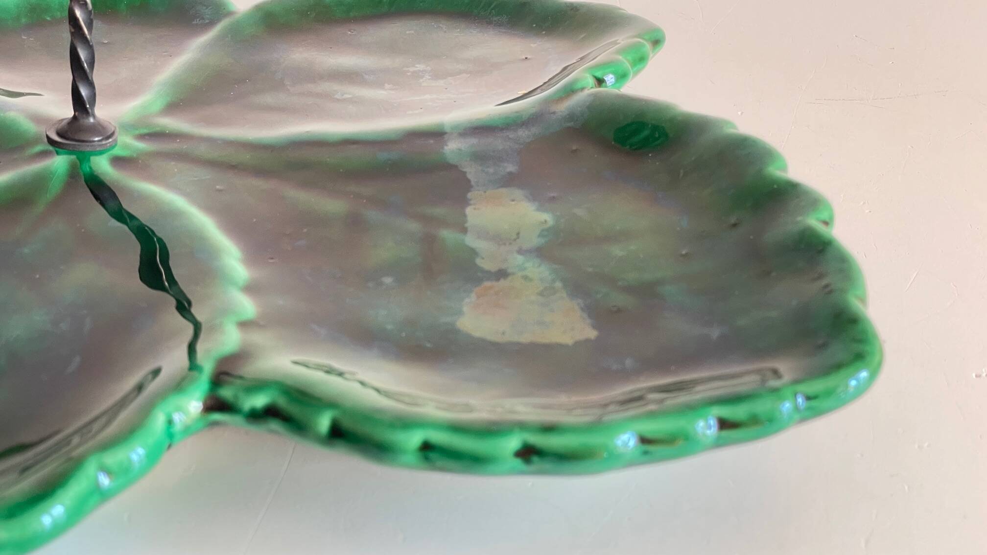 Vintage glazed ceramic slip dish