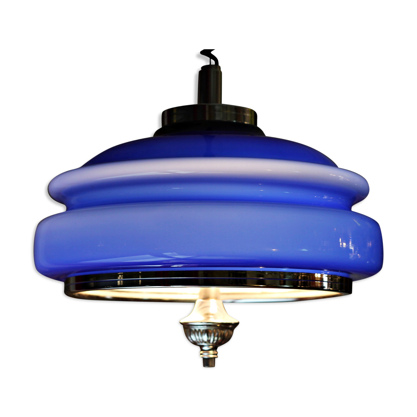 Vintage blue opalina lamp