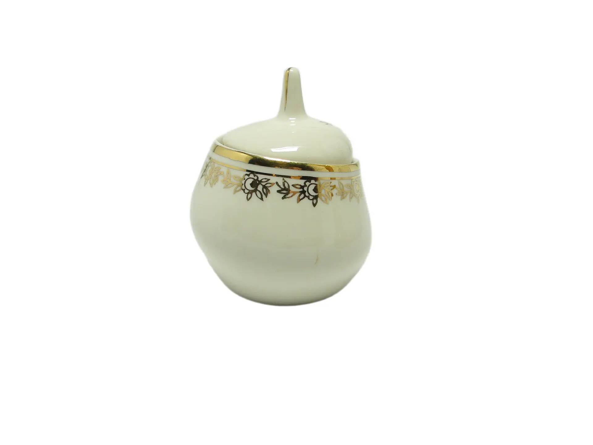 Ewa sugar bowl, modernism, ivory white porcelain, Poland, 1970s.