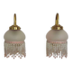 Pair of French Vintage Gold Wall Lights Pink Glass Beaded Fringe Shades