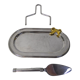 Flat foie gras service in silver metal and brass