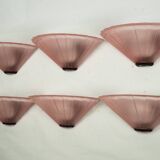 Set of six De Majo sconces in thick pink murano glass. Italy 1980s
