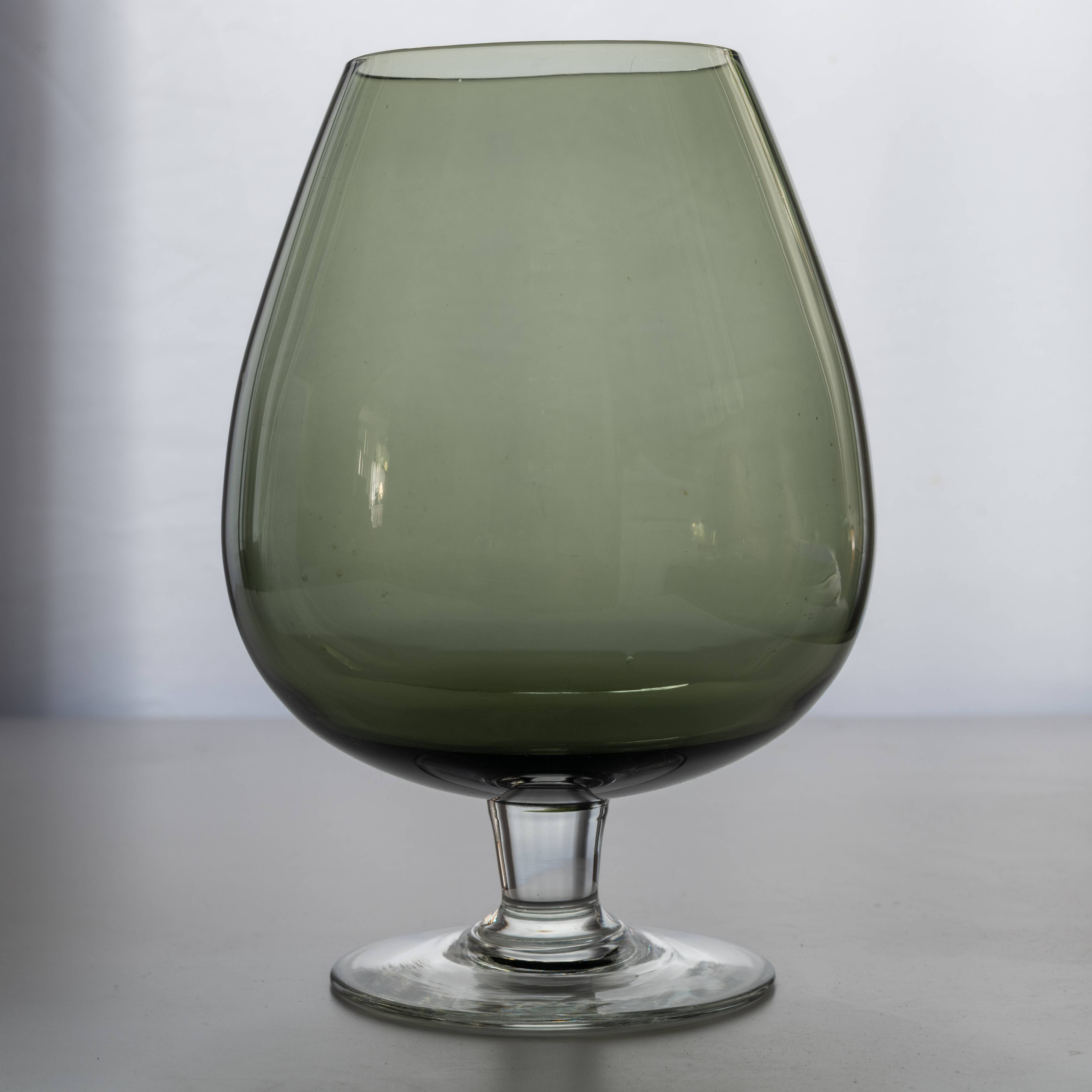Smoked glass vase, cognac glass shape, c. 1970
