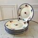 Set of 7 dessert plates Digoin Sarreguemines model "Mary Lou" 40s