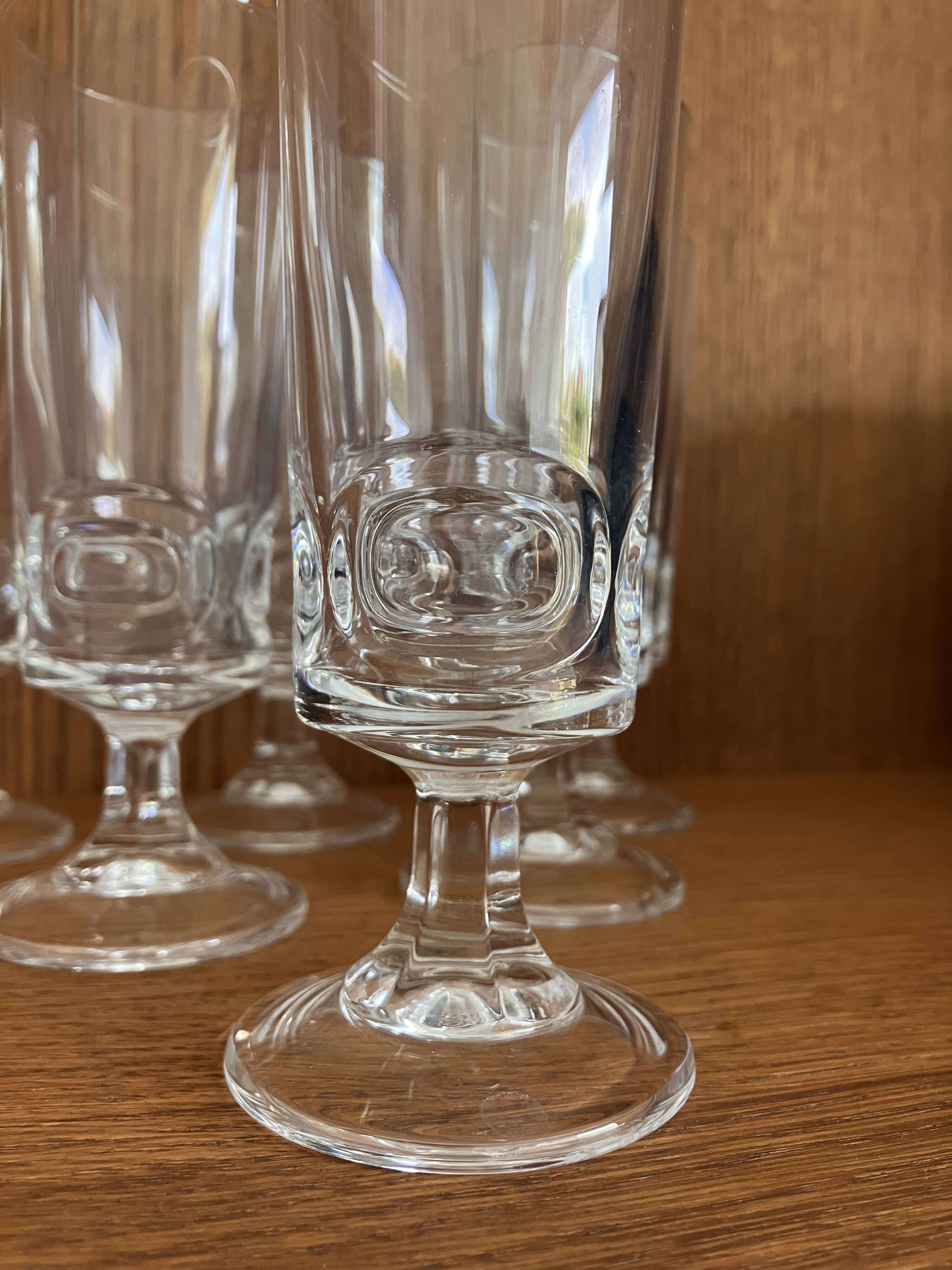 1970s Cristal d'Arques Series B champagne flutes: set of 6