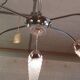 Chandelier with 6 lights in gold-plated metal and glass tulip - mid 20th century.