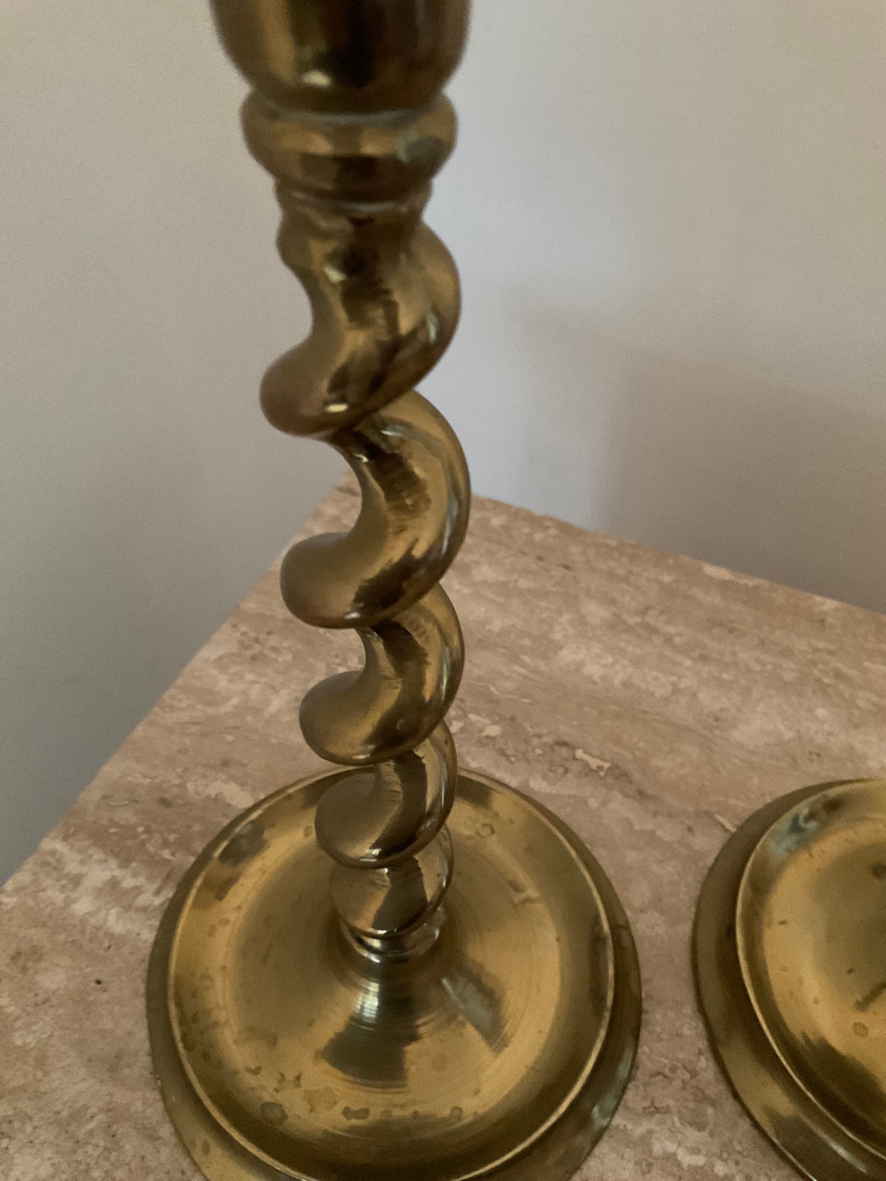 Pair of bronze torch candlesticks 1900
