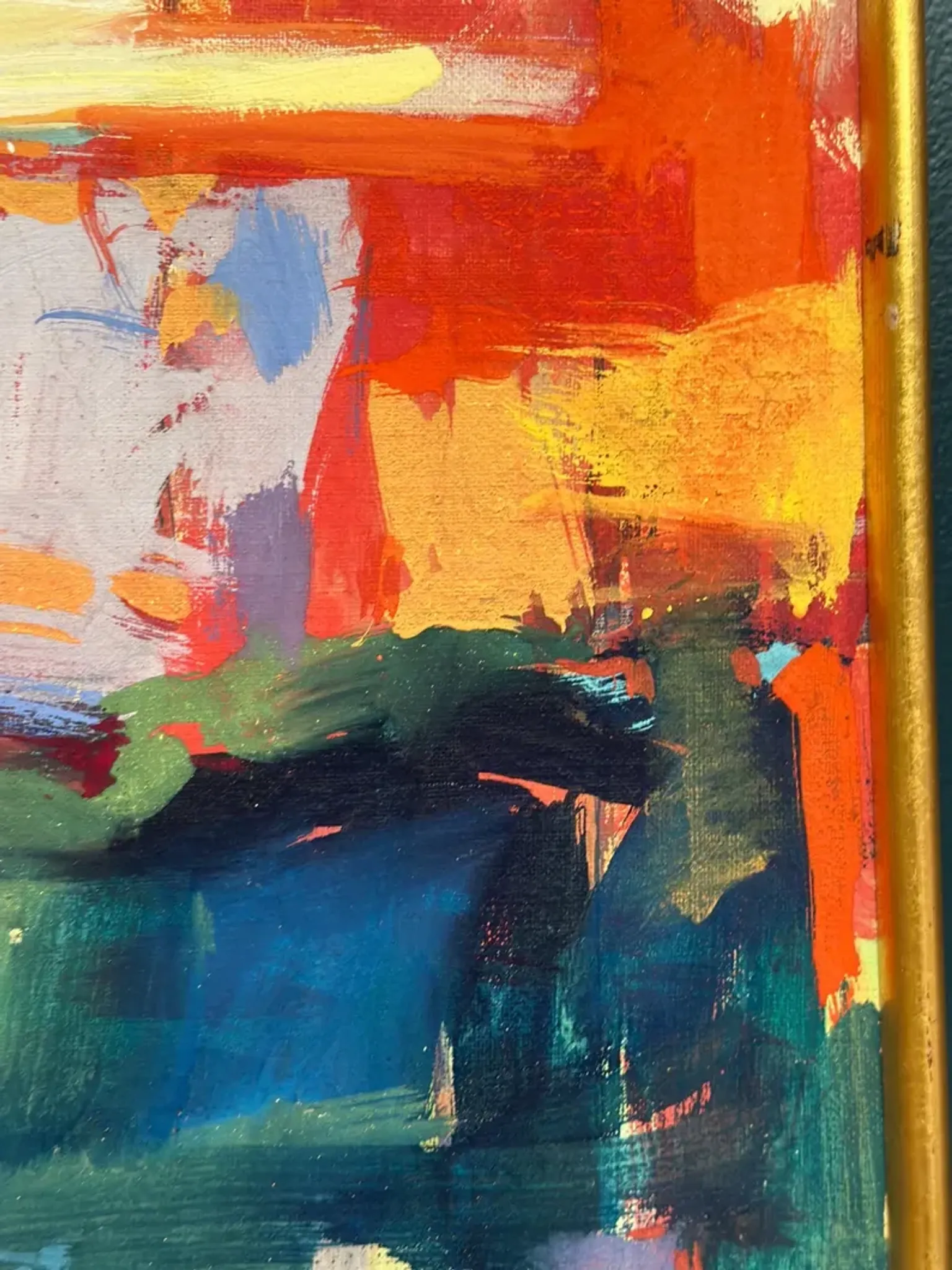 Original Oil on Canvas – “Abstract” by Ubaid Syed – Signed – Vintage & Framed – 53 × 43 cm (20.9" × 16.9")